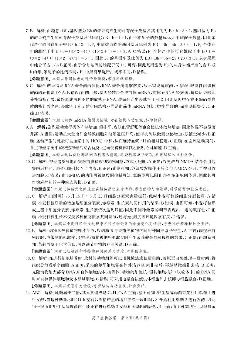 2023届河北省沧州市高考一模生物试题及答案02