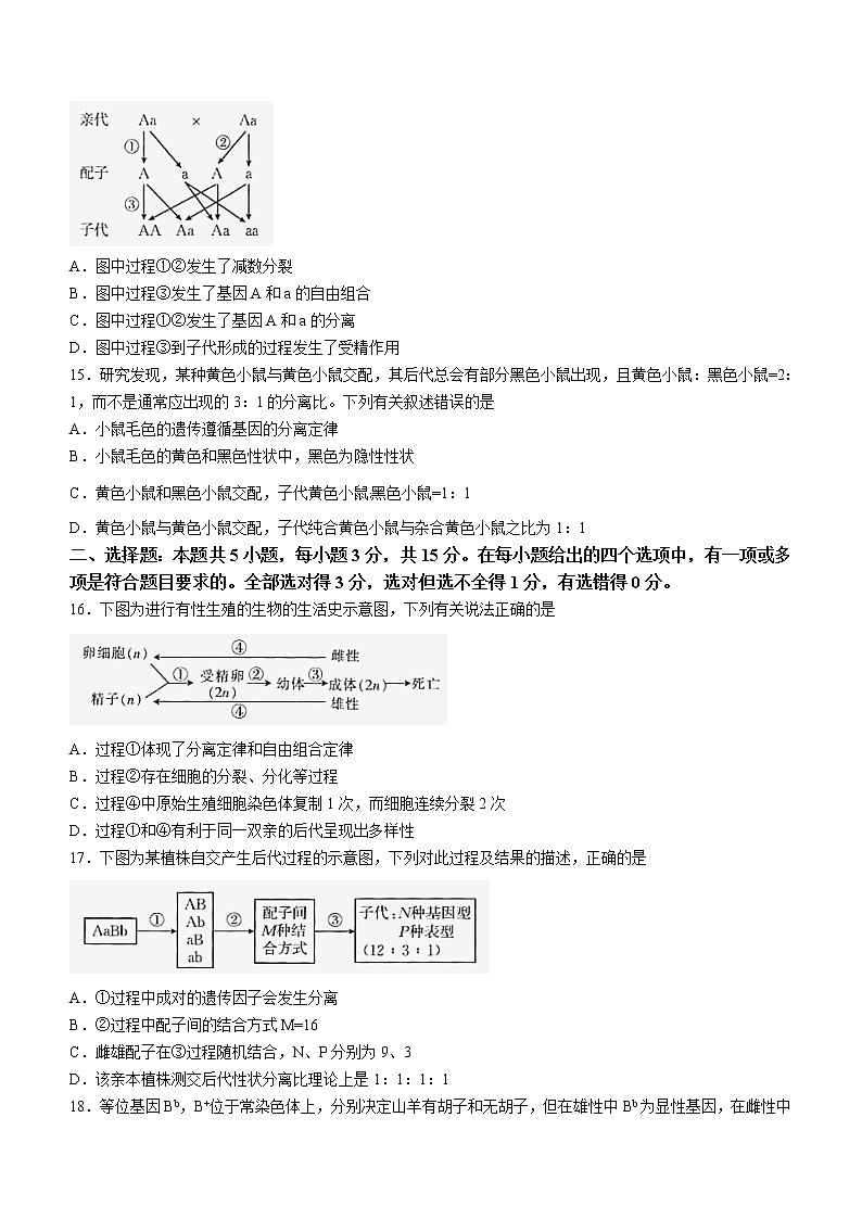 2023西安高一下学期3月阶段检测试题生物含答案第3页