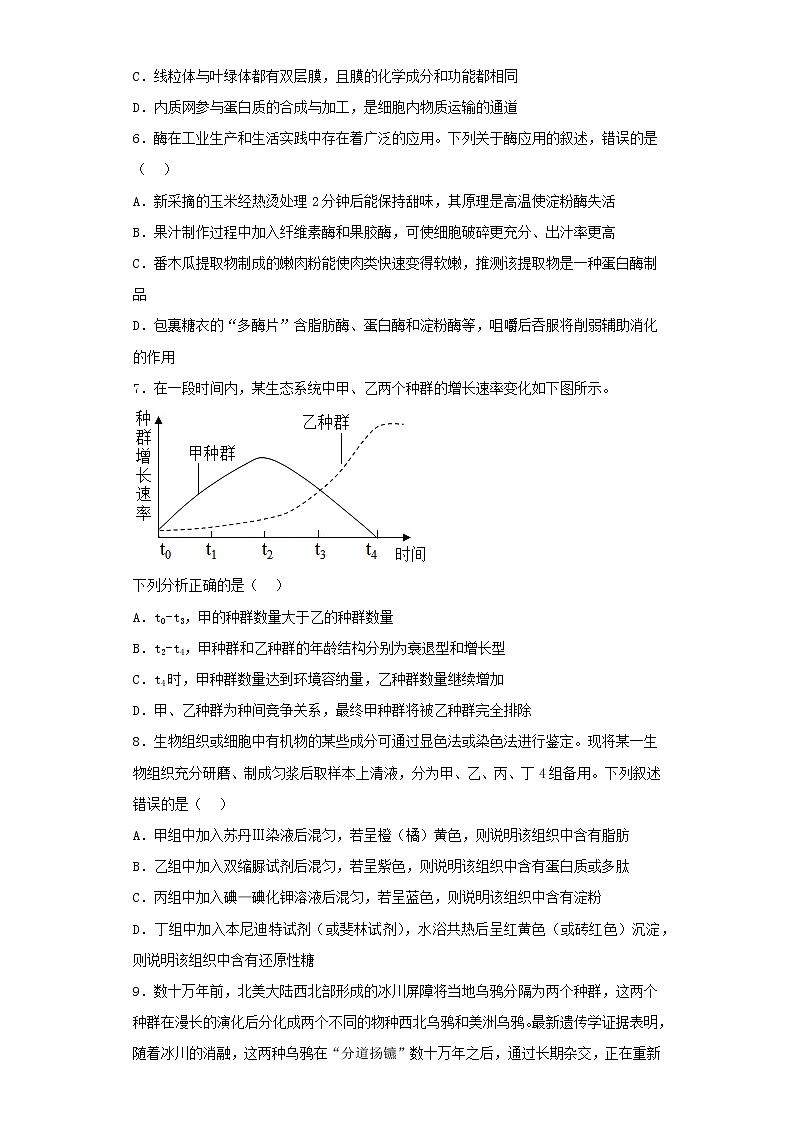 2022-2023学年浙江省温州市高三下学期第二次模拟考试生物试卷（含解析）02