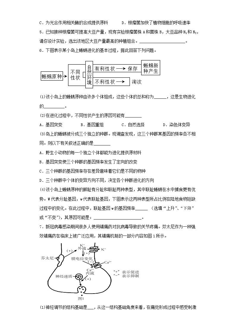 2023届上海市高三第一次模拟考试生物试卷（含解析）第2页