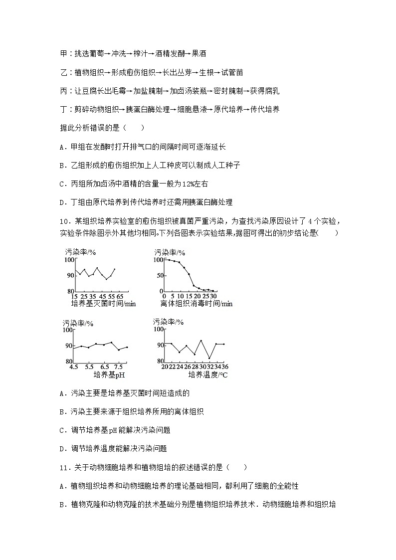 浙科版高中生物选择性必修3第一节通过植物组织培养可获得完整植株作业2含答案03