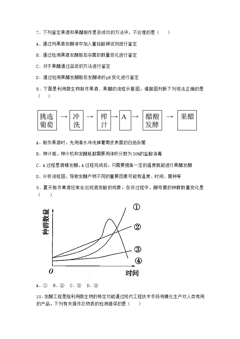 浙科版高中生物选择性必修3第一节微生物的培养需要适宜条件作业1含答案第3页