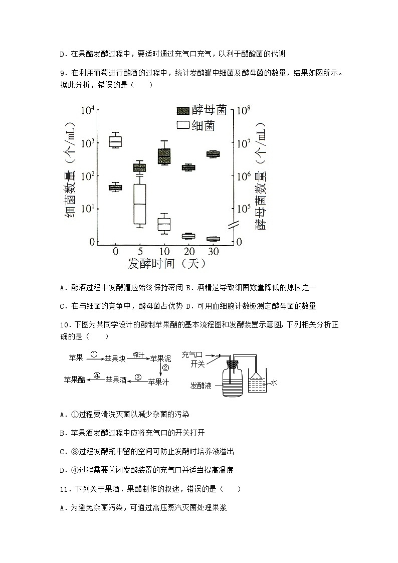 浙科版高中生物选择性必修3第一节微生物的培养需要适宜条件课时作业2含答案第3页