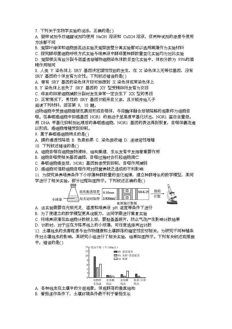 浙江省宁波市三锋教研联盟2022-2023学年高二生物下学期期中联考试题（Word版附答案）02
