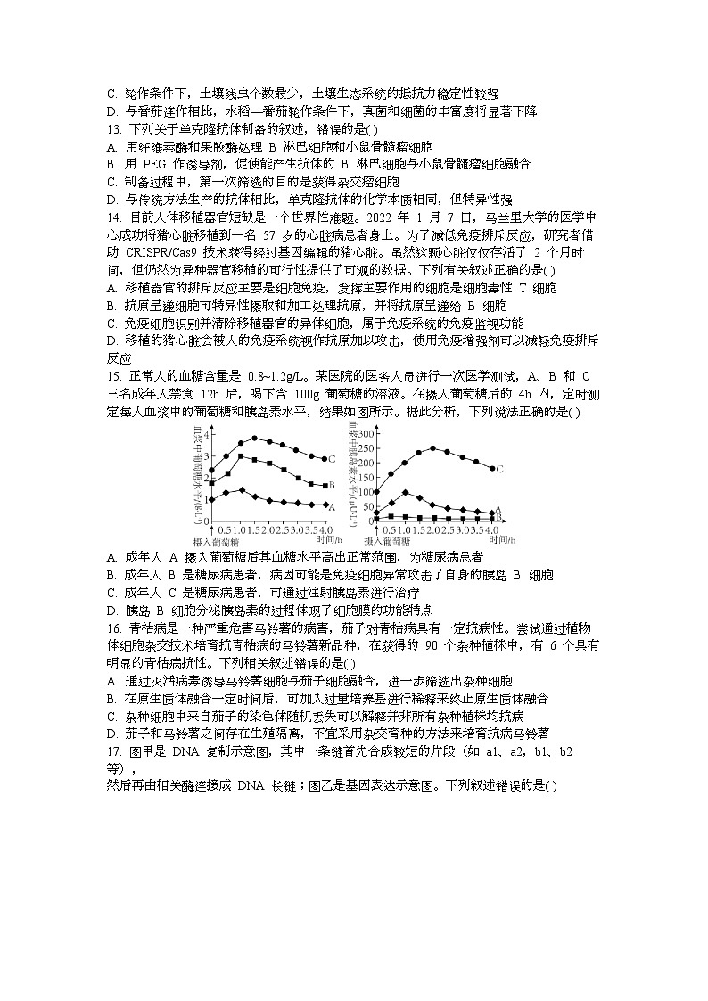 浙江省宁波市三锋教研联盟2022-2023学年高二生物下学期期中联考试题（Word版附答案）03