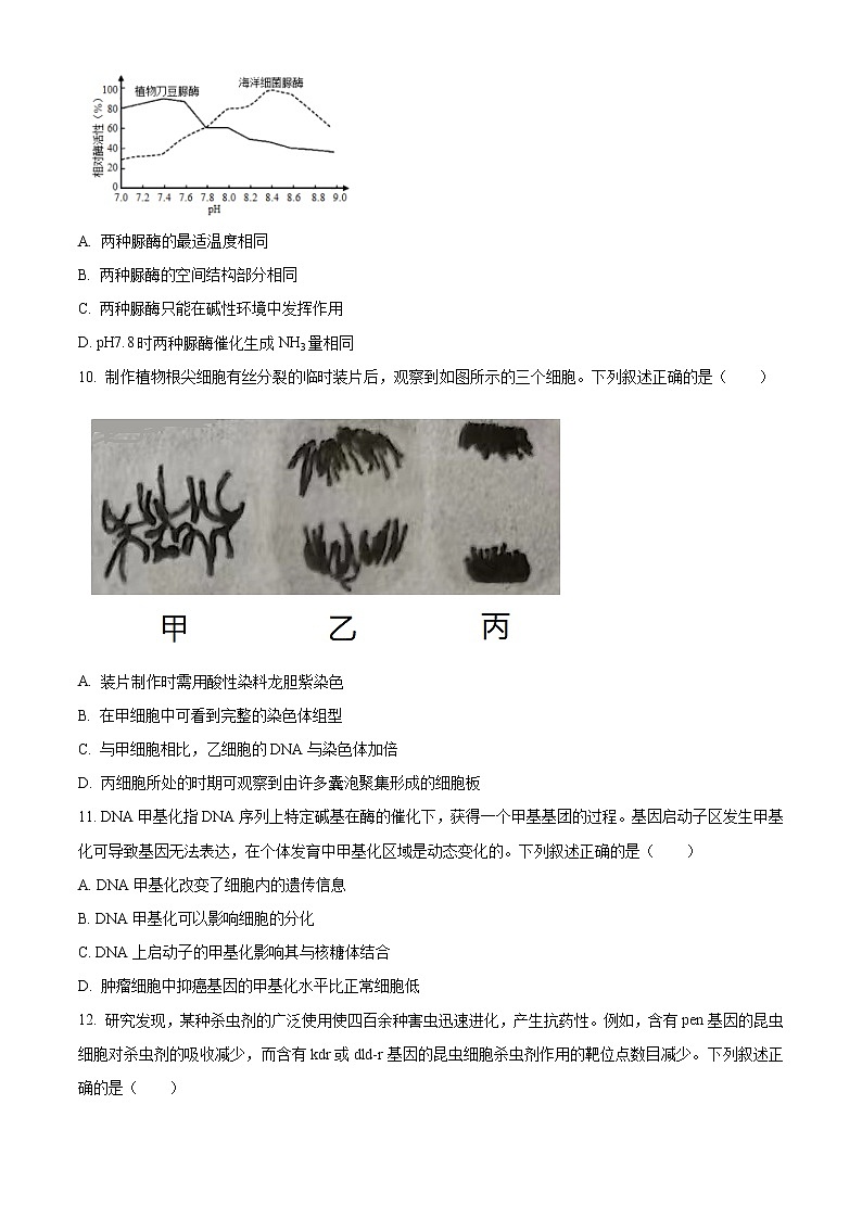 2023丽水、湖州、衢州三地高三下学期4月教学质量检测试题（二模）生物含解析03