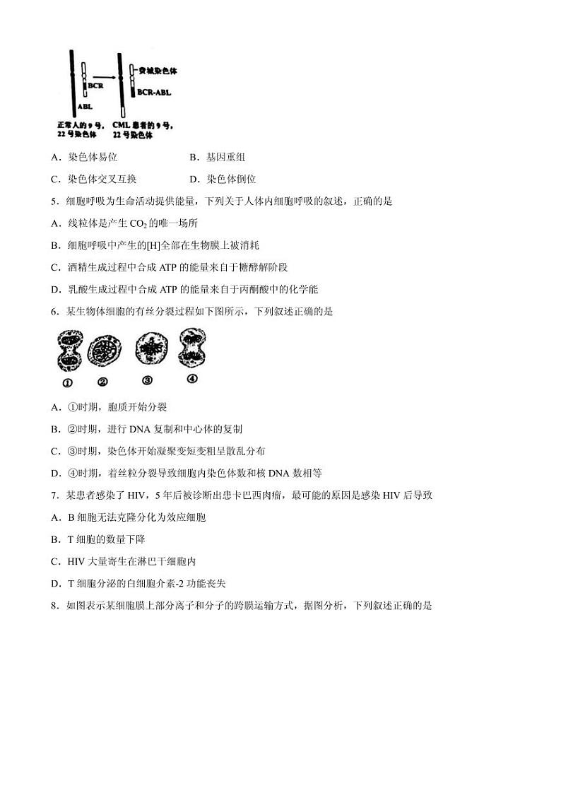 2021届浙江省台州市高三下学期4月调考（二模）生物试题 PDF版02