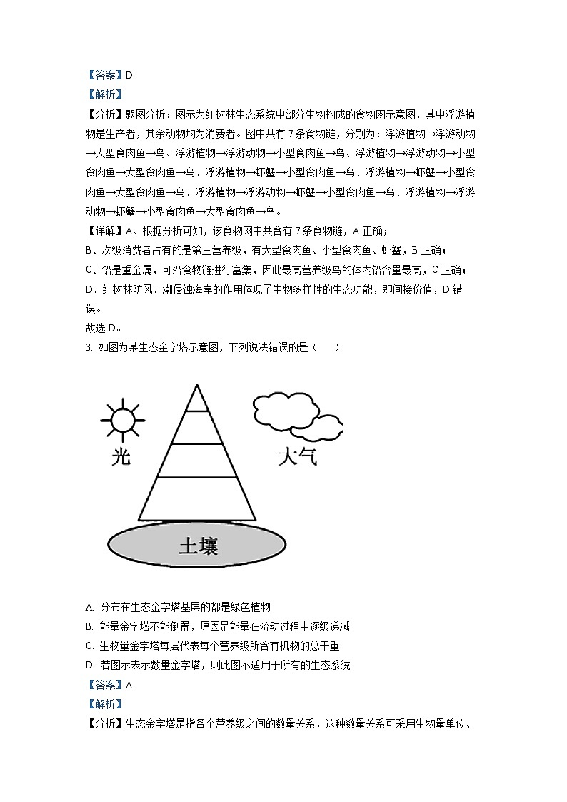 湖北省鄂州市部分高中2022-2023学年高二生物下学期期中试题（Word版附解析）02