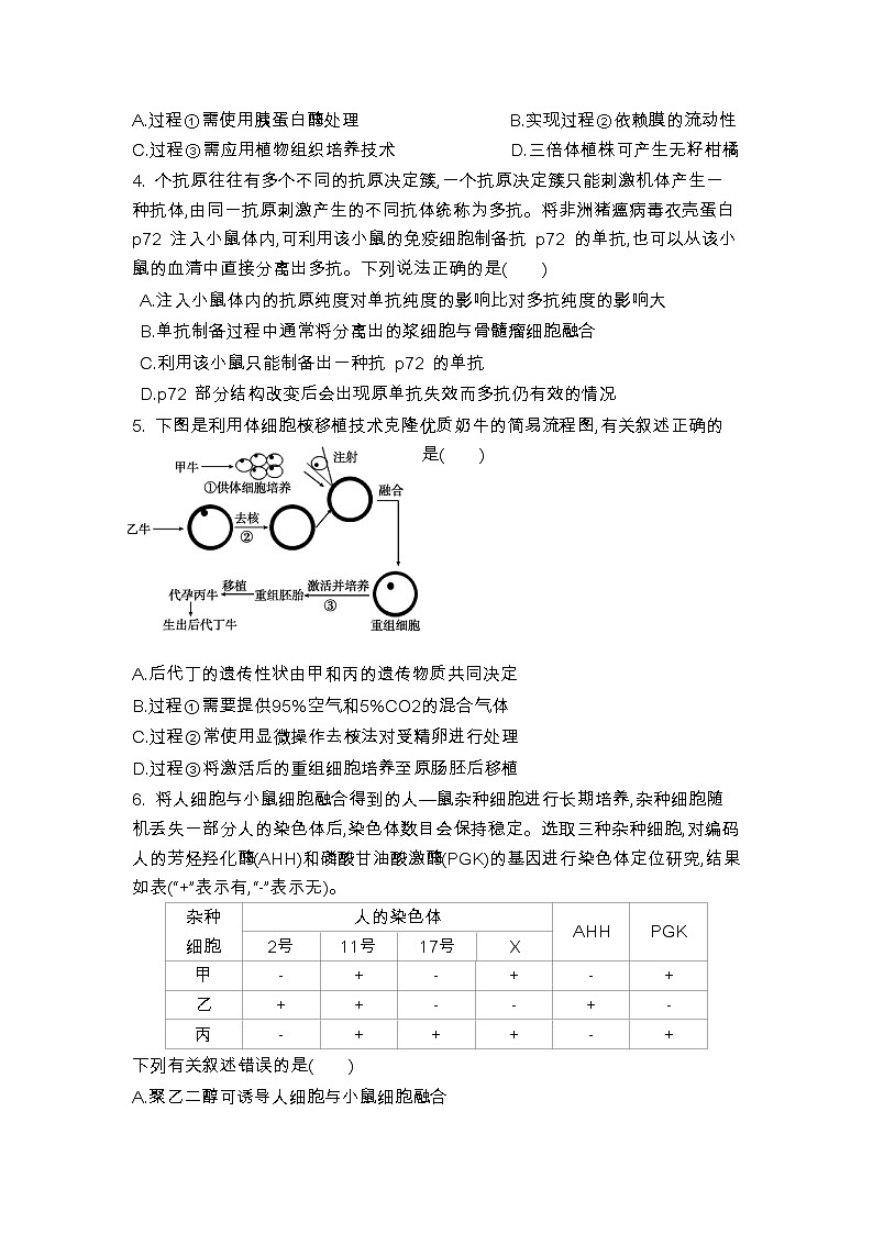 第2章 细胞工程（测试卷）（原卷版）第2页