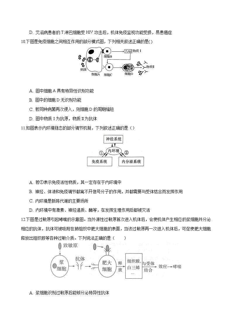 第4章 免疫调节（知识通关练）-【单元测试】2022-2023学年高二生物分层训练AB卷（人教版2019选择性必修1）（原卷版）第3页