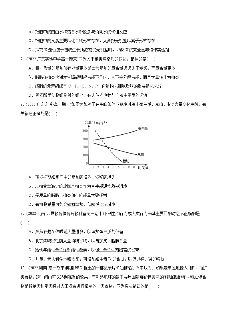 第2章 组成细胞的分子（B卷·能力提升练）-【单元测试】2022-2023学年高一生物分层训练AB卷（2019人教版必修1）03