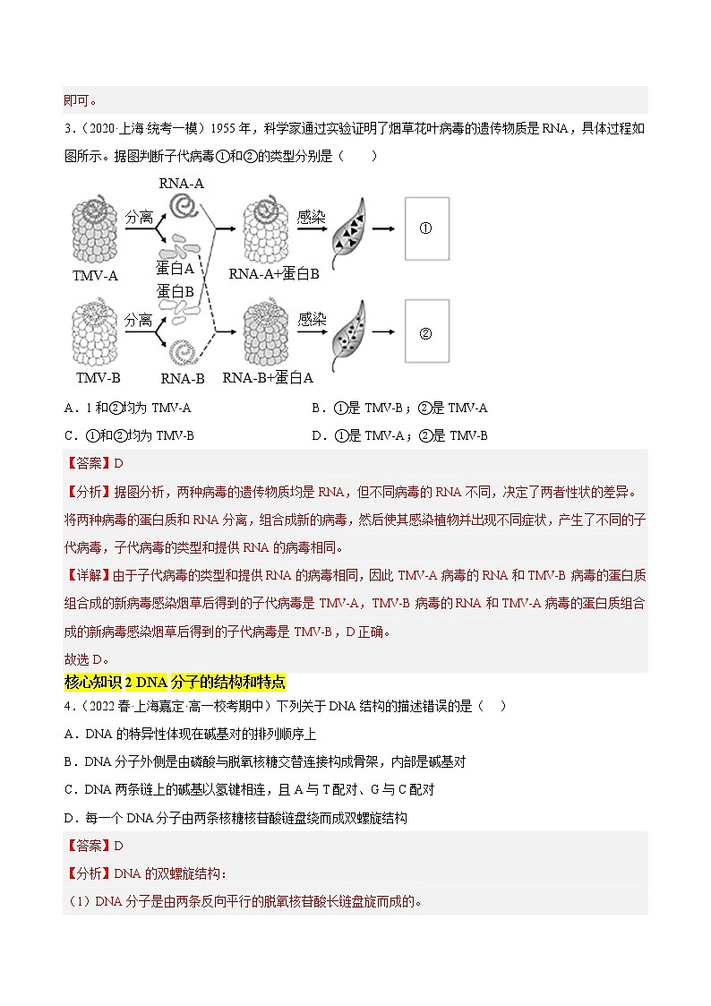 第1章 遗传的分子基础（A卷·知识通关练） -【单元测试】2022-2023学年高一生物分层训练AB卷（沪科版2020必修2）02