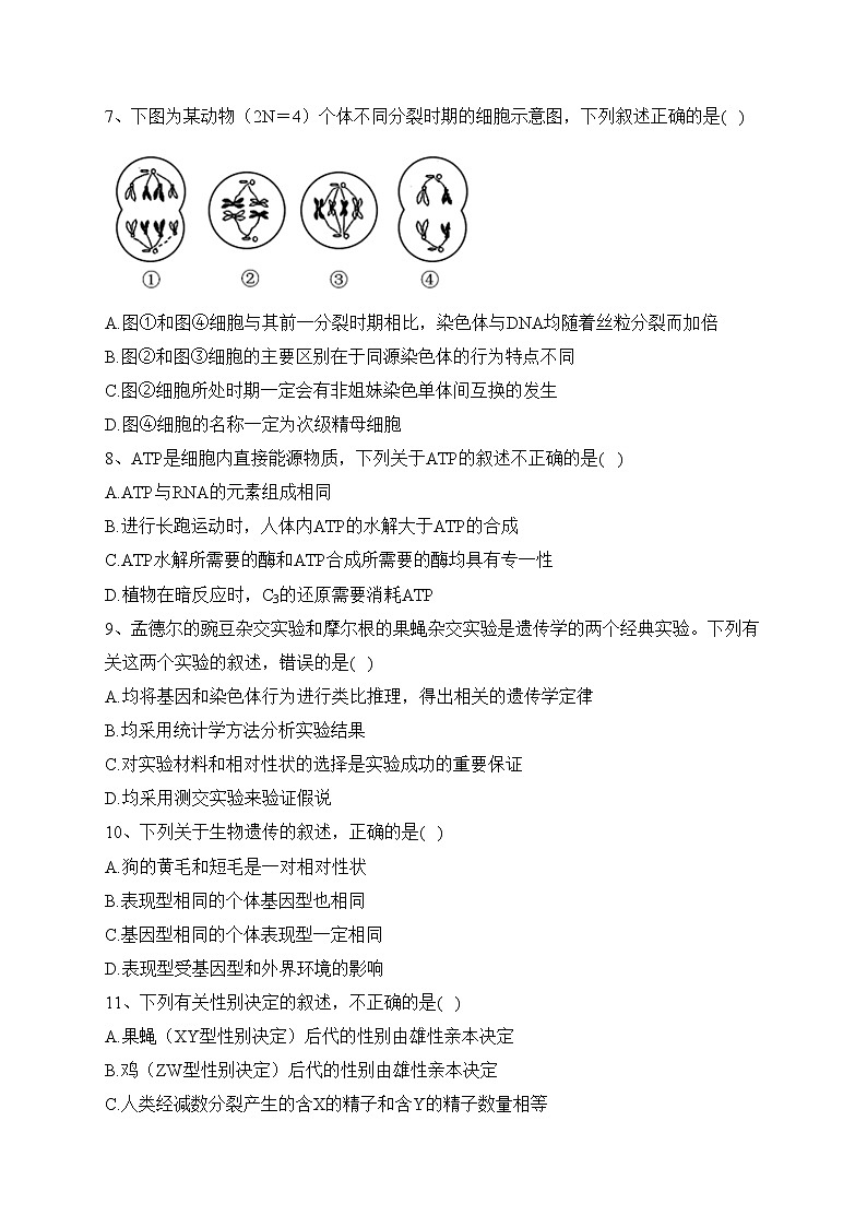 河北省武强中学2022-2023学年高一下学期3月月考生物试卷（含答案）第2页