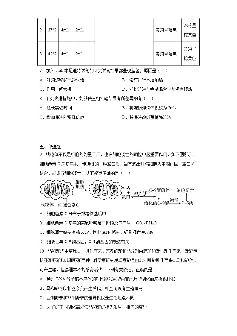2023届浙江省绍兴市高三一模生物试题（含答案）03