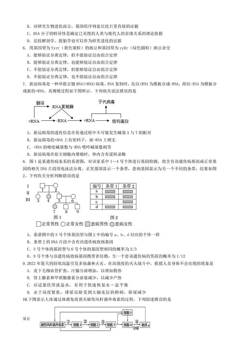 2022-2023学年湖南省长沙市长沙县、望城区、浏阳市、宁乡市、平江县高三下学期3月调研考试生物试题PDF版含答案02