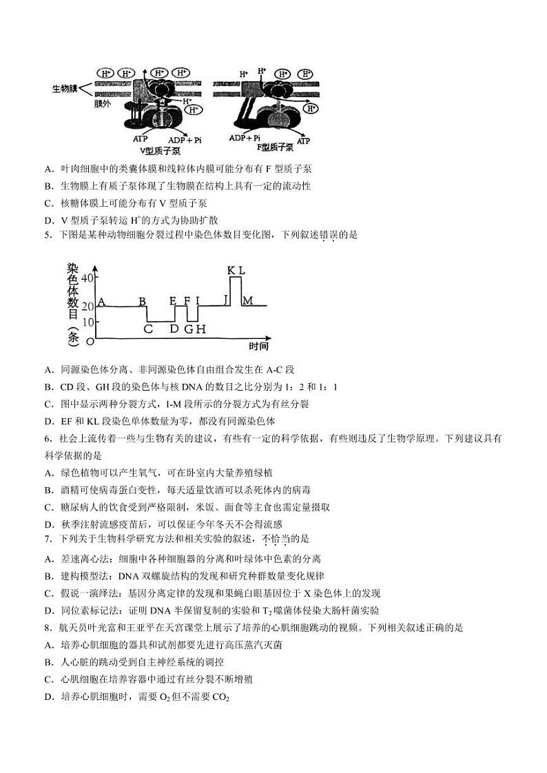 2022-2023学年天津市部分区高三下学期质量调查（一）（一模）生物试题PDF版含答案第2页