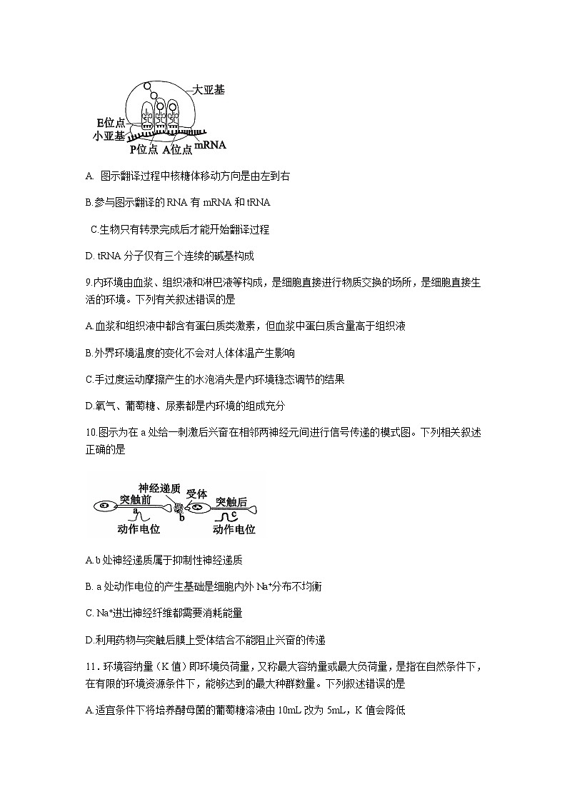 2023届河北省高三下学期第一次高考模拟考试生物含答案03