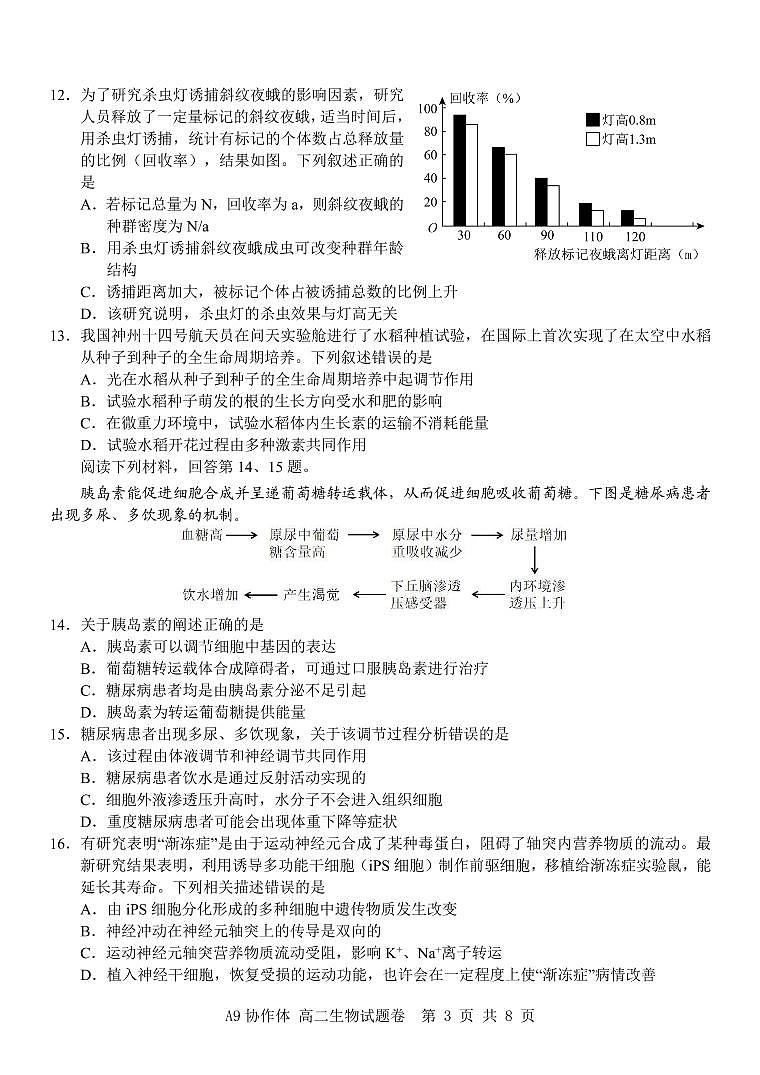 2023浙江省A9协作体高二下学期期中联考试题生物PDF版含答案03