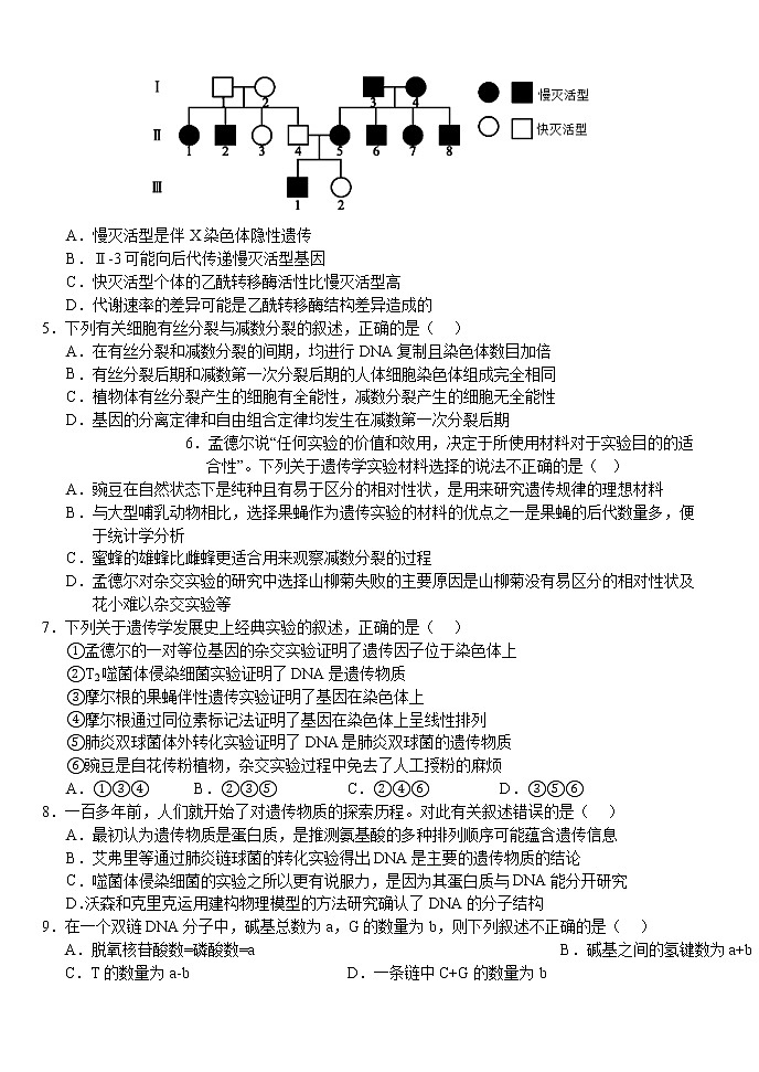 2023荆州沙中学高一下学期4月期中生物试题含答案02