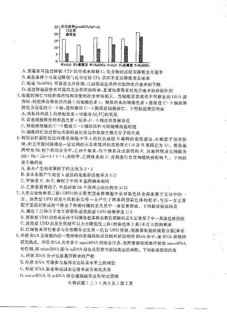 2023聊城-高三下学期高考二模生物PDF含答案 试卷02