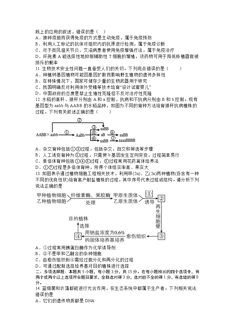 河北省秦皇岛市部分学校2023届高三生物下学期联考（二模）试题（Word版附答案）03