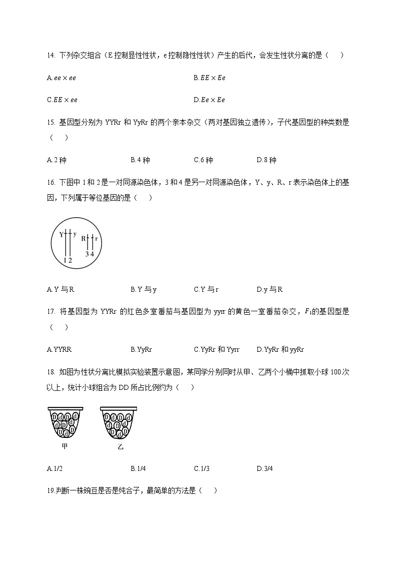 2022-2023学年四川省达州市高一下学期期中考试生物试题含答案03