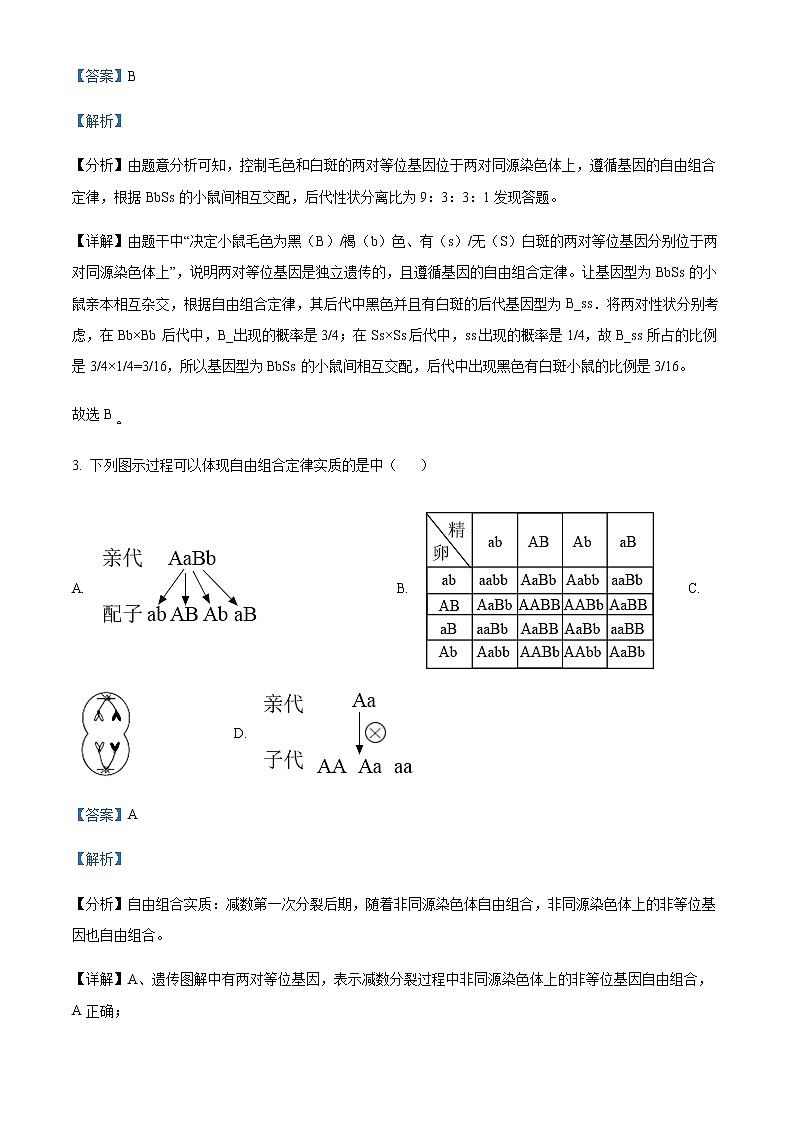 2022-2023学年学年山东省菏泽市成武县第二中学高一4月月考生物试题含解析第2页