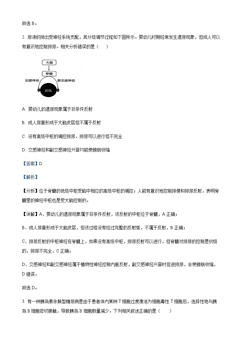 2021-2022学年江苏省盐城市响水中学高二下学期第二次学情分析考试生物试题（选修）含解析02
