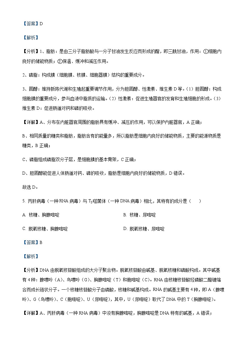 2022-2023学年学年江苏省盐城市射阳县二中高一上学期期中生物试题含解析第3页