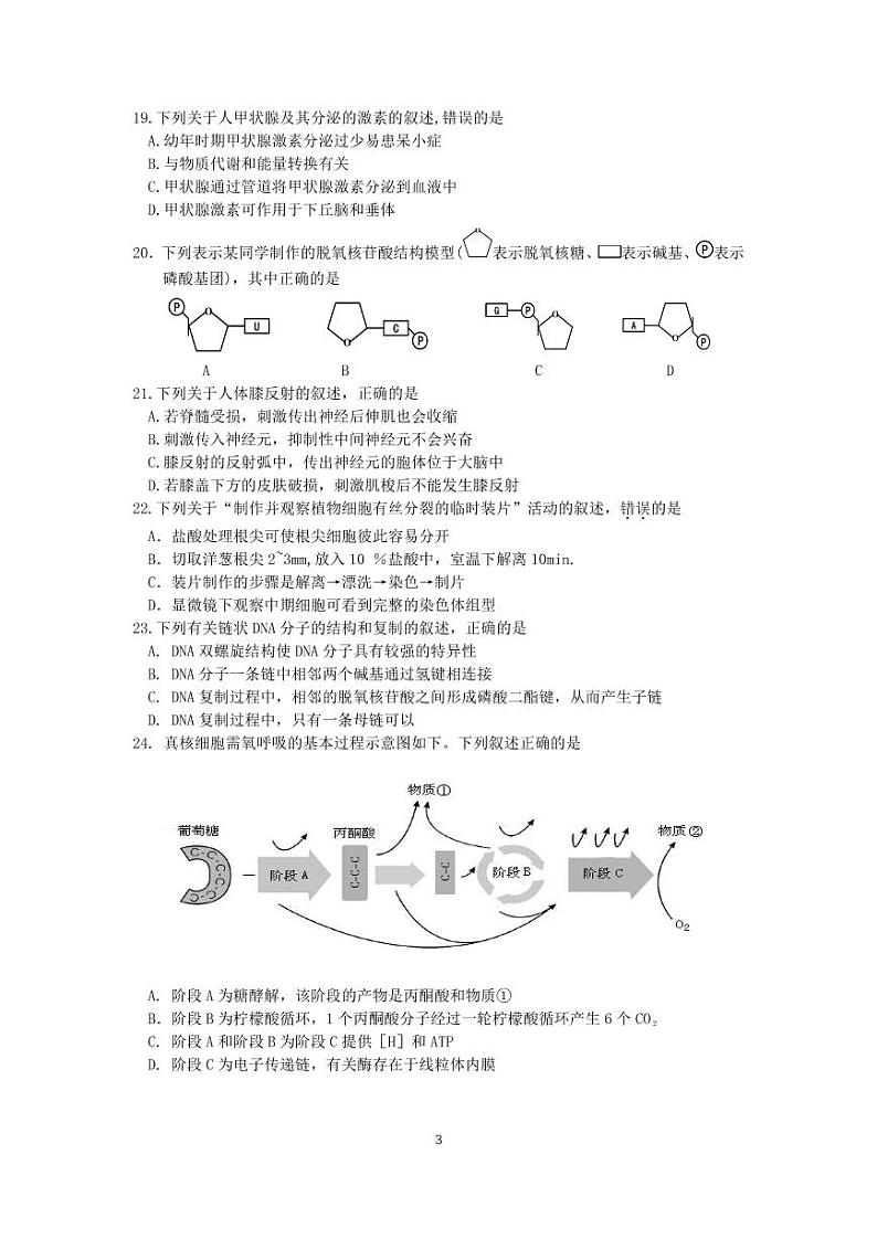 浙江省台州市七校联盟2019-2020学年高二上学期期中联考生物试题第3页