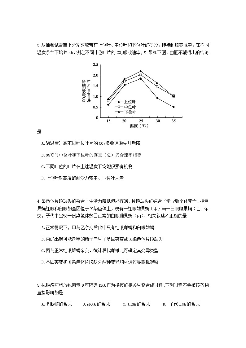 2022-2023学年北京市顺义区高三下学期二模生物试题含答案02