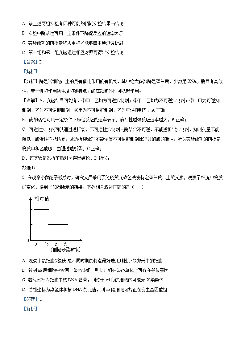 重庆市2023届高三生物学业水平选择性考试4月信息联考卷（一）试题（Word版附解析）第3页