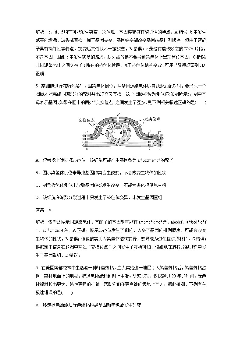 2023届苏教版高考生物一轮复习生物的变异和进化单元测试含答案第3页