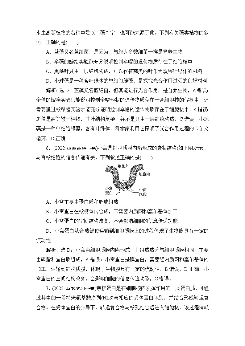 2023届苏教版高考生物一轮复习细胞的结构和生命活动单元测试含答案第3页