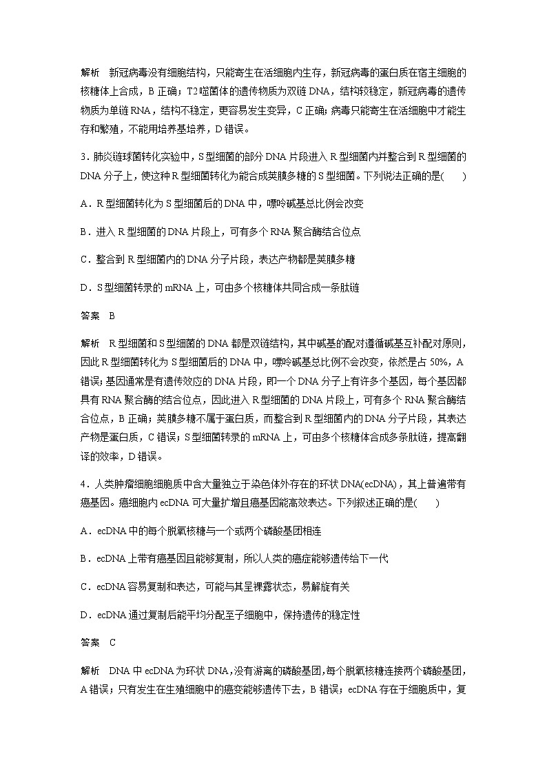 2023届苏教版高考生物一轮复习遗传的分子基础单元测试含答案第2页