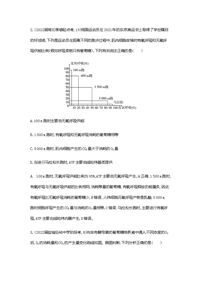 2023届浙科版高考生物一轮复习细胞呼吸单元测试（浙江专用）含答案第2页