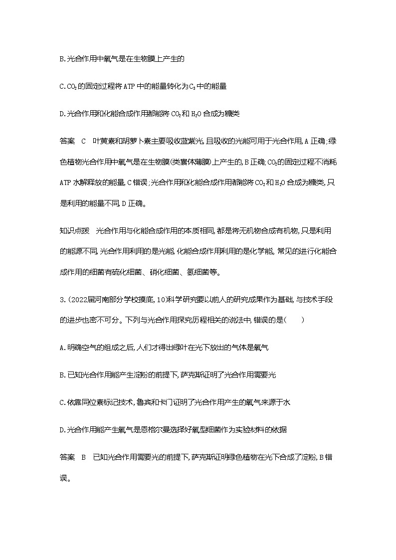 2023届浙科版高考生物一轮复习光合作用单元测试（浙江专用）含答案第2页