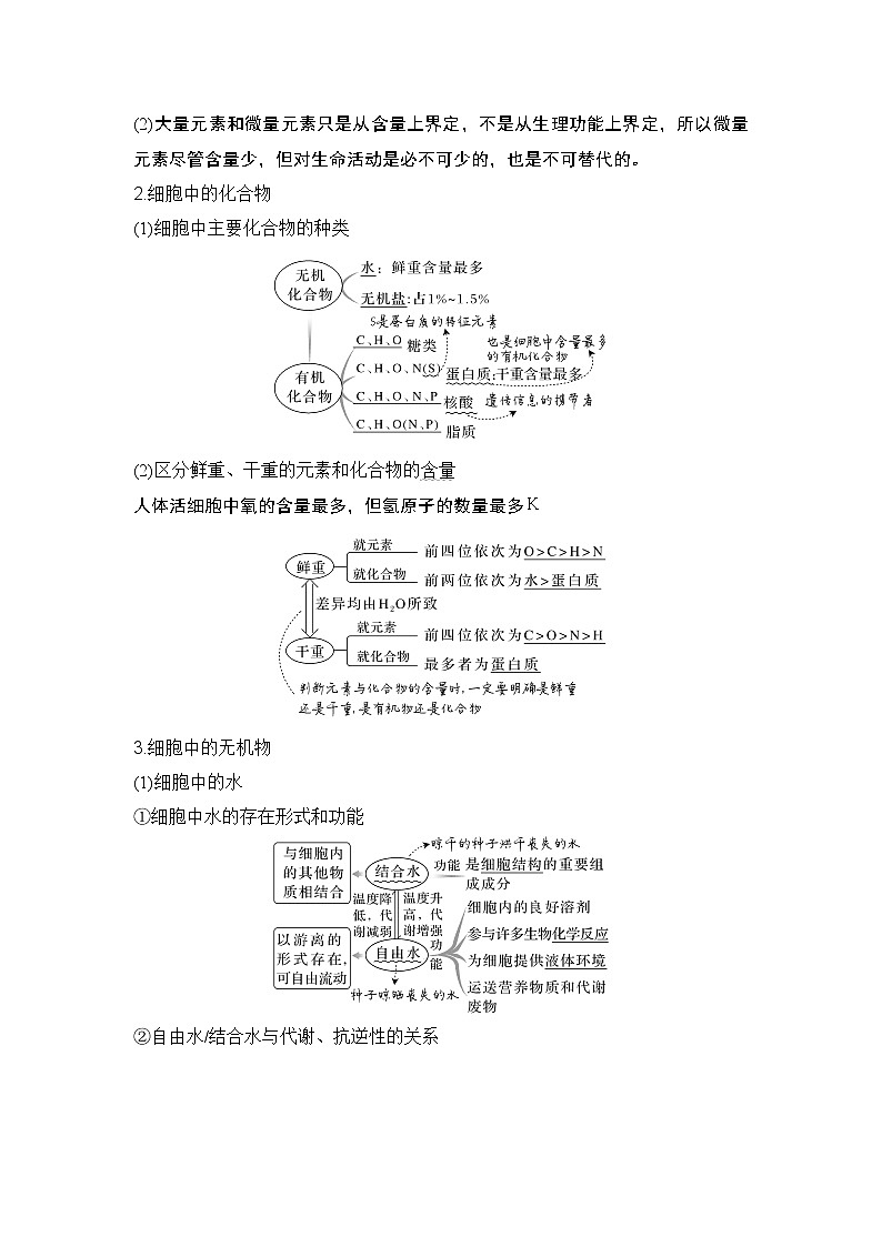 2024高考生物一轮复习讲义 第一章第2讲　细胞中的无机物、糖类和脂质第2页