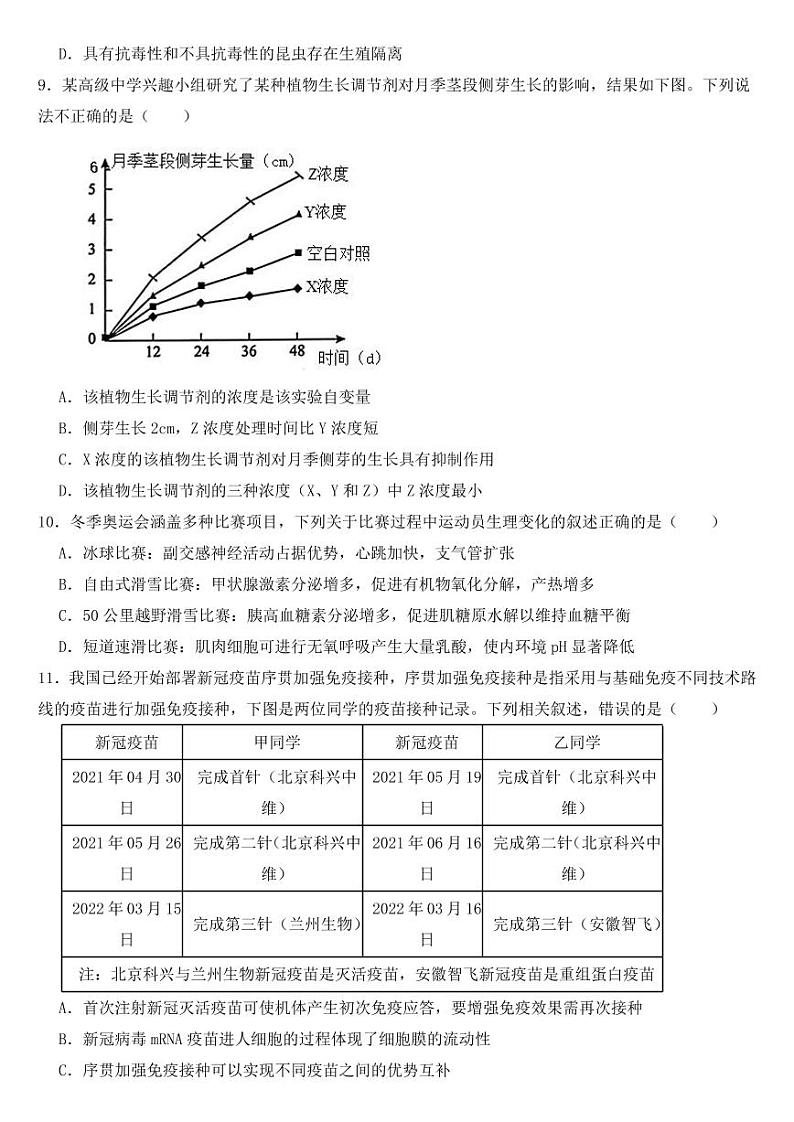 广东省梅州市高三一模生物试题【附参考答案】第3页