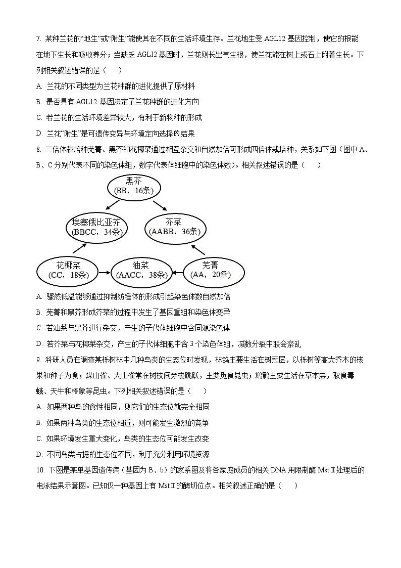2023届江苏省新高考基地学校高三第五次大联考生物试题第3页