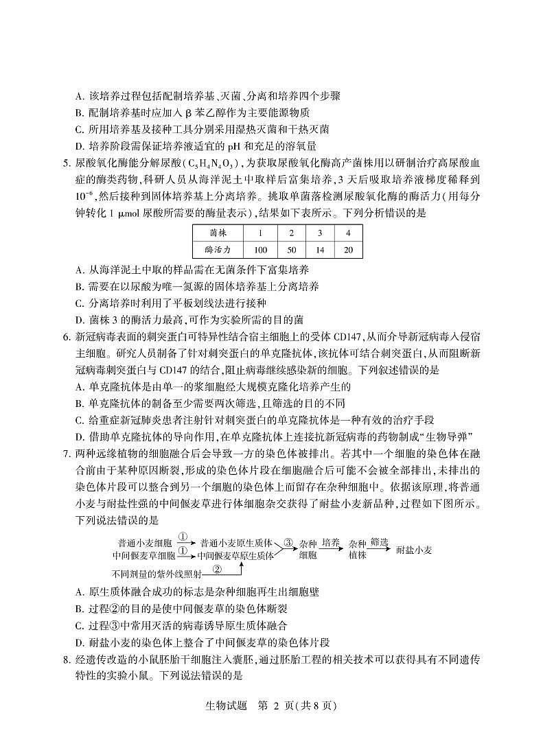 2022-2023学年山东省临沂市高二下学期期中生物试题 PDF版02
