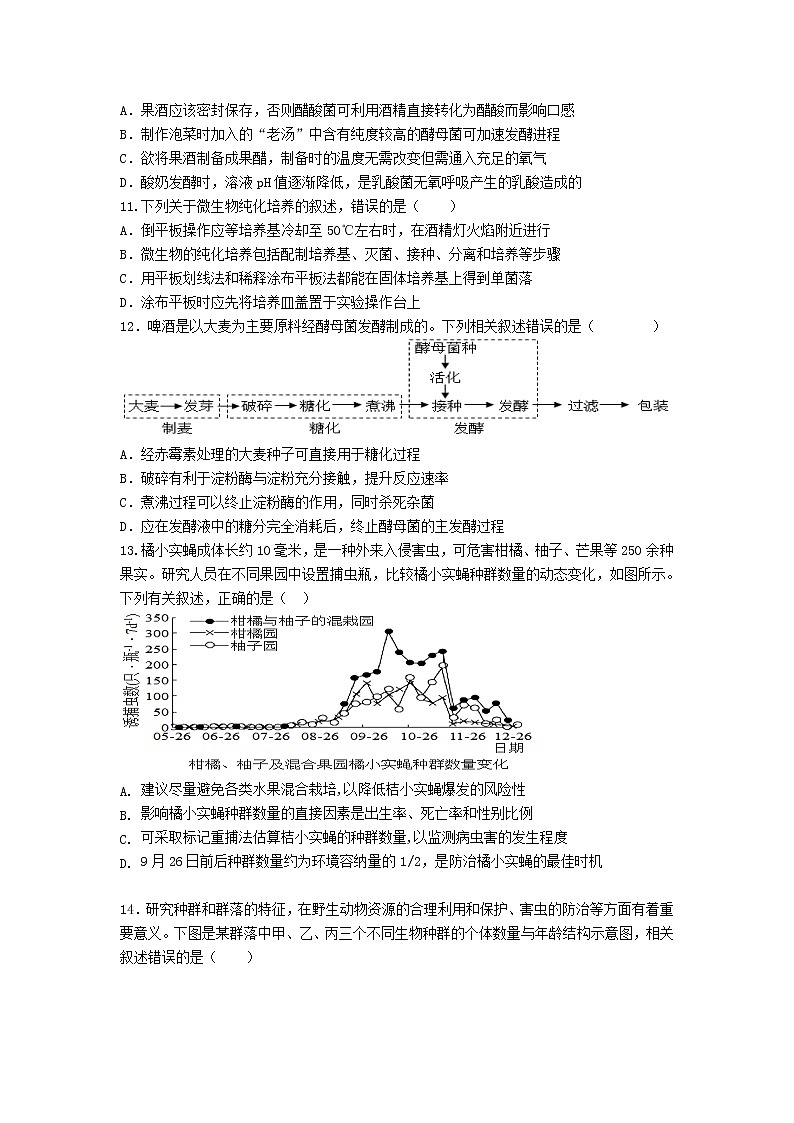 2022-2023学年福建省福州市第一中学等多校高二下学期期中考试生物试题含答案03