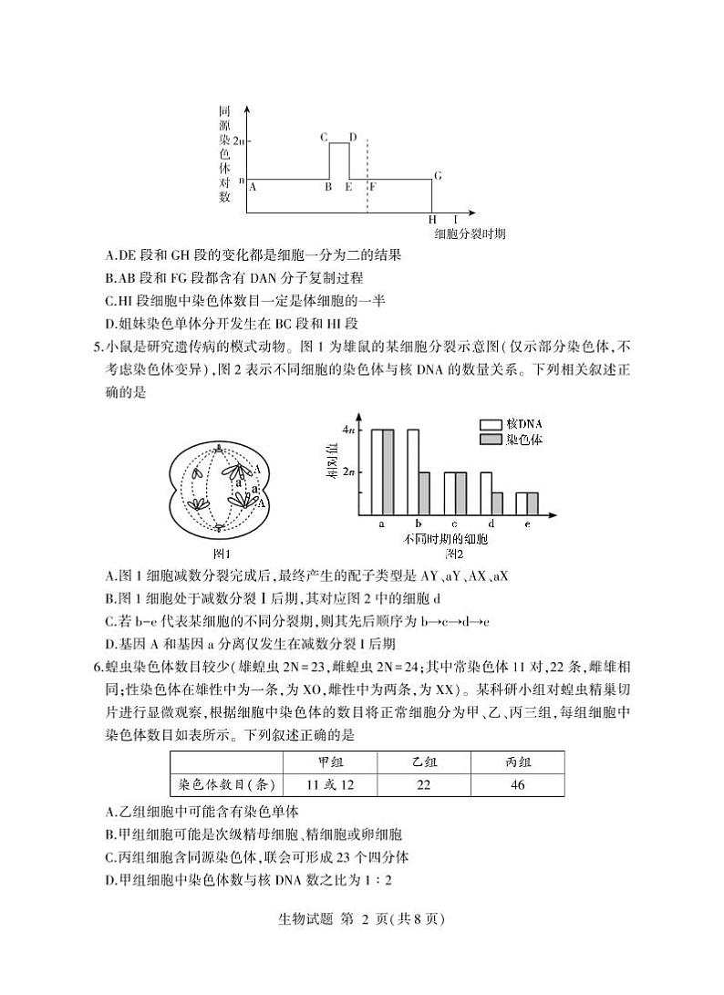 2022-2023学年山东省临沂市六县高一下学期期中考试生物试题PDF版含答案02