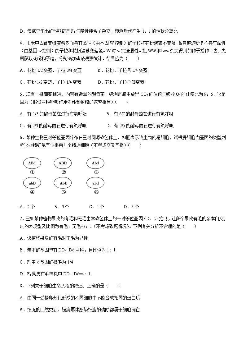2022-2023学年重庆市万州二中高一下学期期中生物试题含答案02