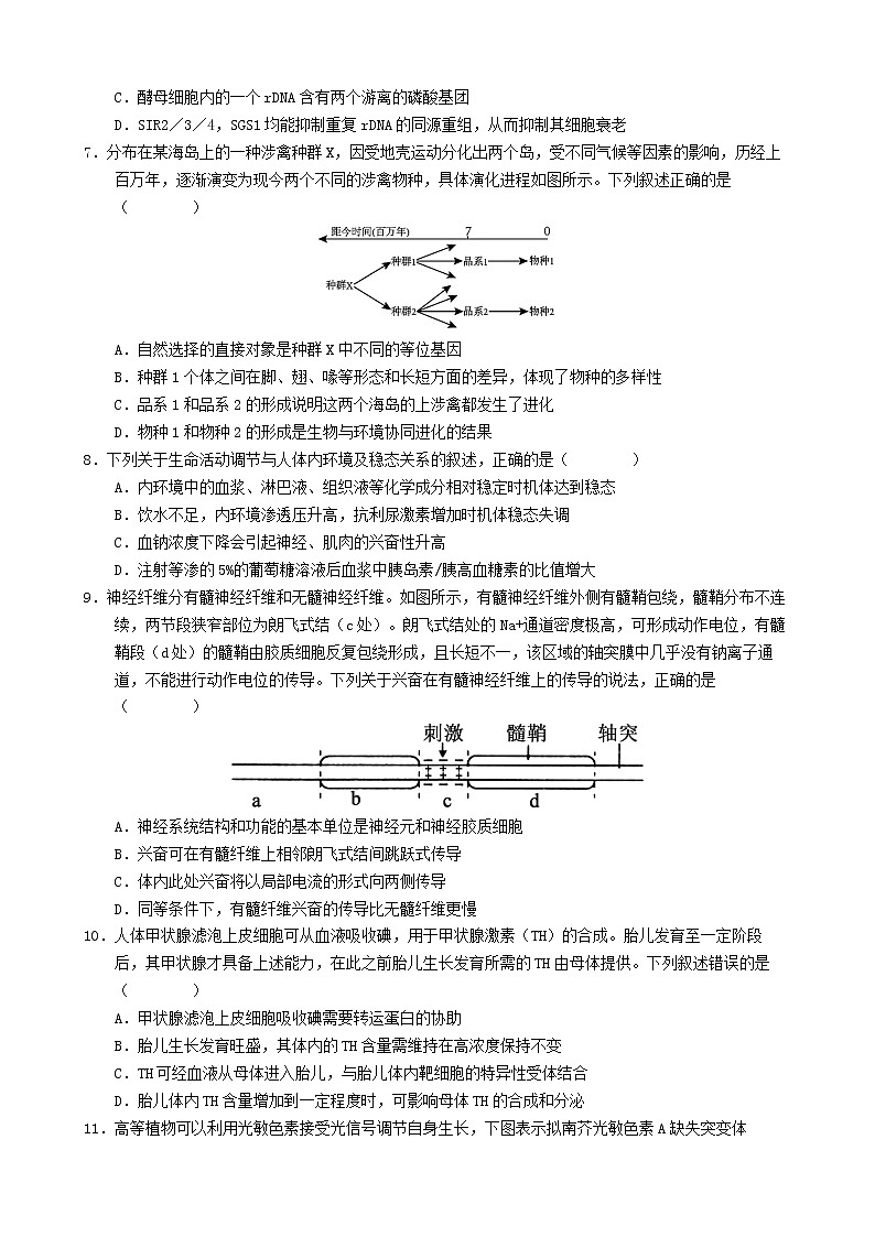 重庆市育才中学2023届高三生物下学期期中考试试卷（Word版附答案）03
