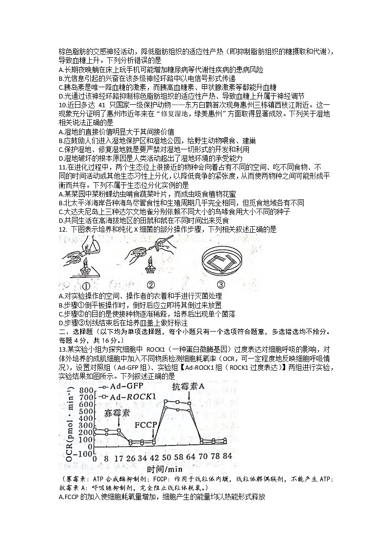 广东省惠州市2023届高三生物下学期一模试题（Word版附答案）03