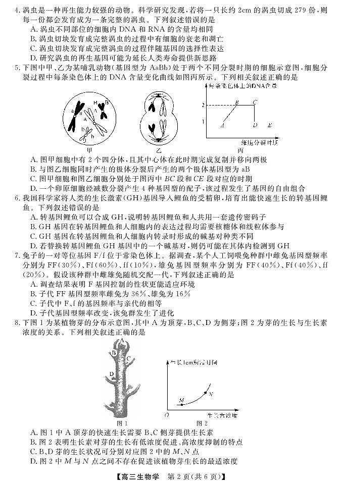 2023届福建省百校联盟高三下学期4月联合测评（三模）生物试题第2页