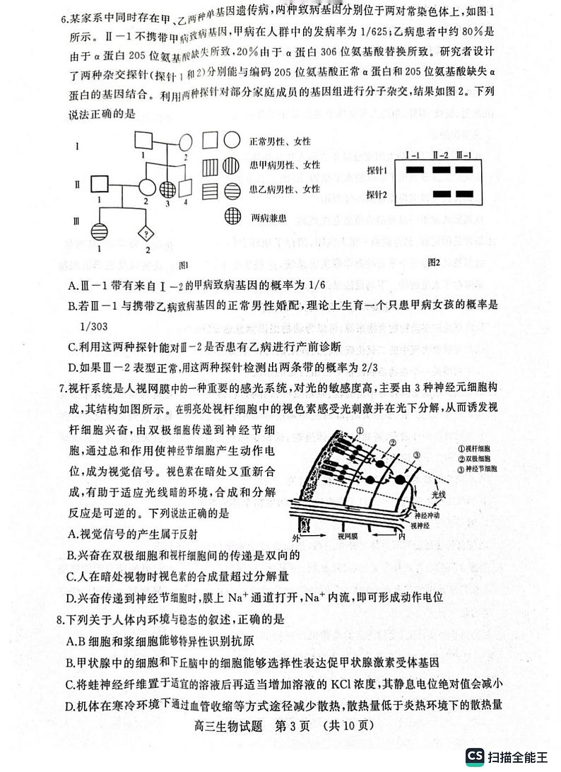 山东省2023届新高考联合模拟（济南二模）考试生物试题+PDF版含答案03