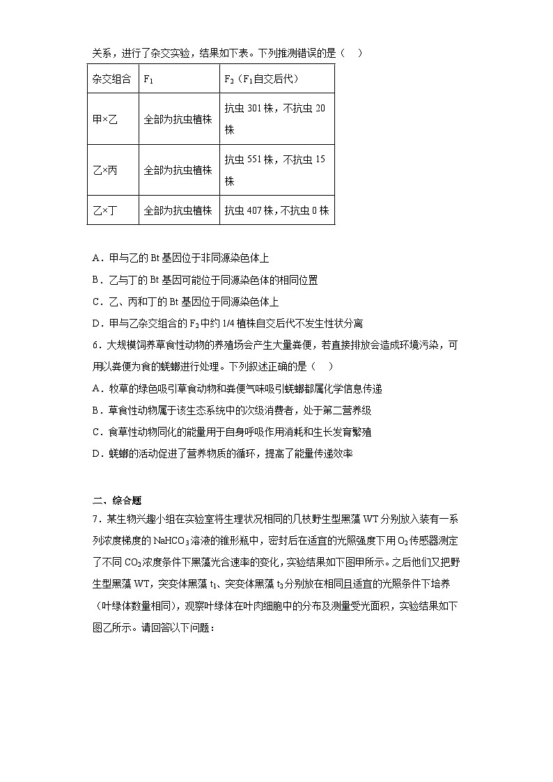 2023届陕西省西安市西咸新区高三二模理生物综试题（含答案）02