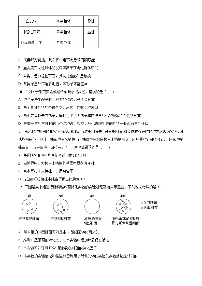 云南省楚雄州2022-2023学年高一生物下学期期中试题（Word版附解析）03